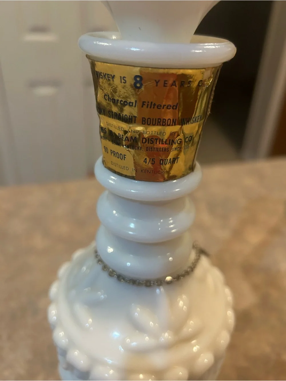 Vintage Beam's Choice Milk Glass Bourbon Decanter - White